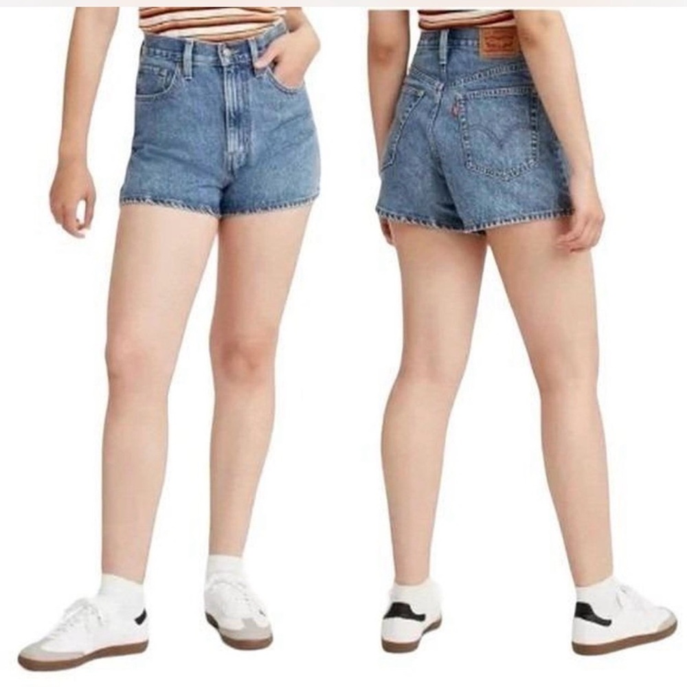 Levi's Women's  high waisted mom Blue Denim Cutoff Shorts